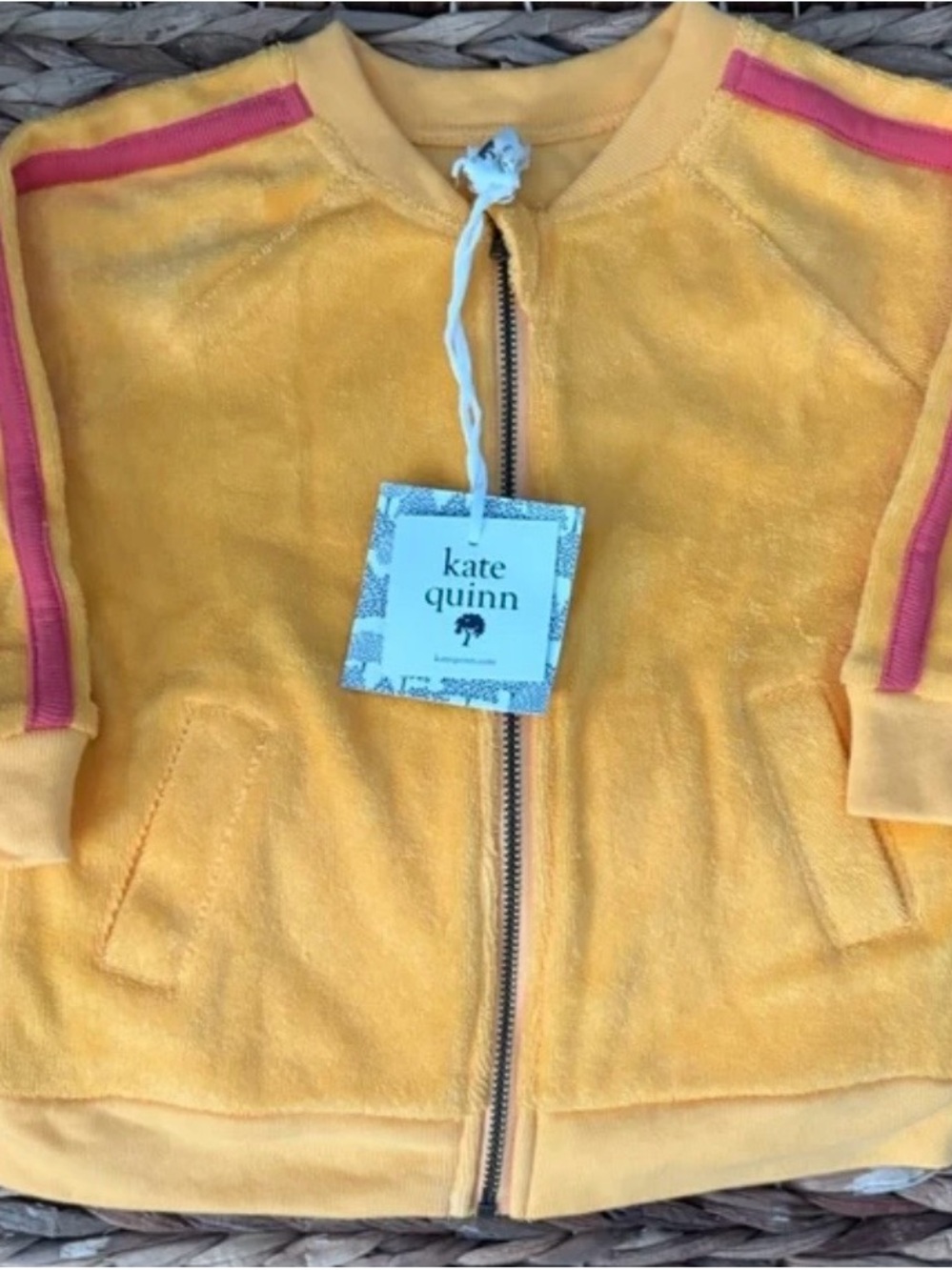 kate quinn Yellow Kids Jacket with Pink Trim